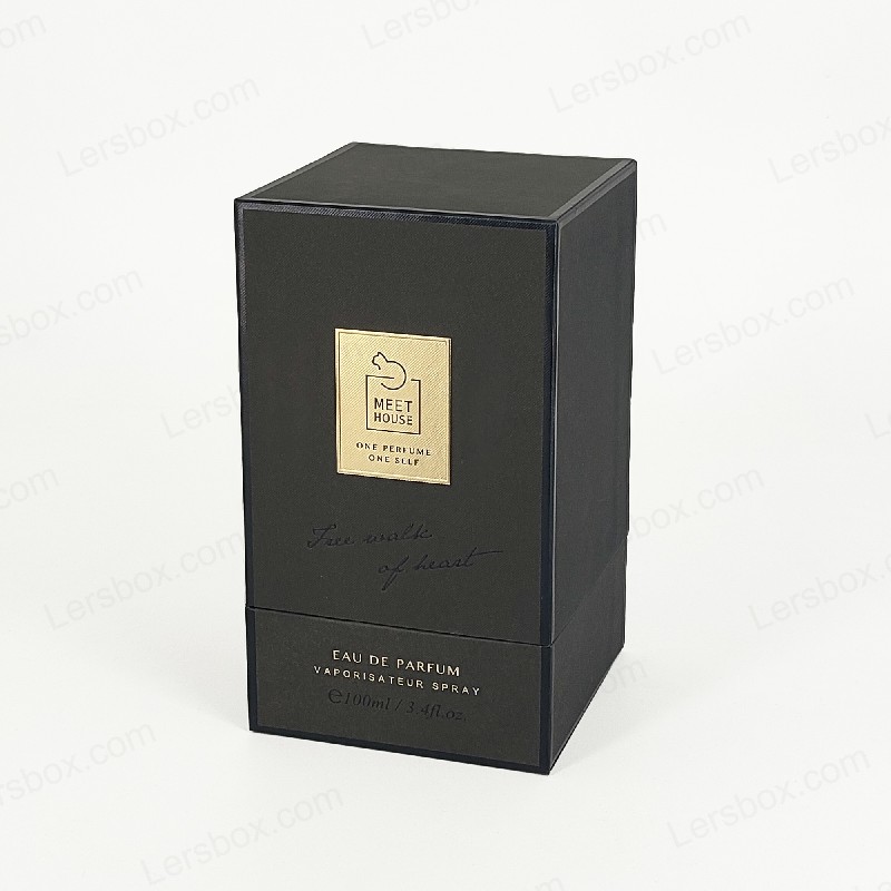 กล่องน้ำหอมฟอยล์ฟอยล์สีทองที่มีฝาปิดที่แข็งฐานและถาดโฟม Eva สำหรับการแสดงผลหรูหรา HP034